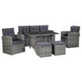 Diverse Hardware, 6-tlg. Garten-Lounge-Set mit Auflagen Poly Rattan Grau