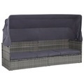 vidaXL, vidaXL Gartenbett mit Baldachin Grau 205×62 cm Poly Rattan
