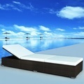 Diverse Hardware, Sonnenliege mit Polsterauflage Poly Rattan Braun