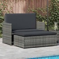Diverse Hardware, 2-tlg. Garten-Lounge-Set mit Auflagen Poly Rattan Grau
