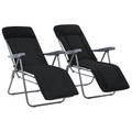 vidaXL, vidaXL Klappbare Gartenstühle mit Polstern 2 Stk. Schwarz