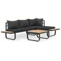 Diverse Hardware, 2-tlg. Garten-Ecksofa-Set mit Auflagen Aluminium WPC