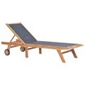 Diverse Hardware, Sonnenliege Klappbar mit Rollen Teak Massivholz und Textilene