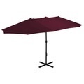 Diverse Hardware, Sonnenschirm mit Aluminium-Mast 460 x 270 cm Bordeauxrot