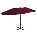 Diverse Hardware, Sonnenschirm mit Aluminium-Mast 460 x 270 cm Bordeauxrot
