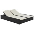 Diverse Hardware, Doppel-Sonnenliege Poly Rattan Schwarz