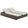 Diverse Hardware, Doppel-Sonnenliege Poly Rattan Braun