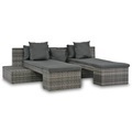 Diverse Hardware, 4-tlg. Garten-Sofagarnitur mit Kissen Grau Poly Rattan
