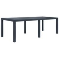 Diverse Hardware, Gartentisch Anthrazit 220 x 90 x 72 cm Kunststoff Rattan-Optik