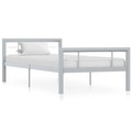 vidaXL, vidaXL Bettgestell Grau und Weiß Metall 100 × 200 cm