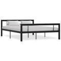 vidaXL, vidaXL Bettgestell Schwarz und Weiß Metall 160×200 cm