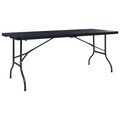vidaXL, vidaXL Gartentisch Klappbar Schwarz 180×75×72 cm HDPE Rattan-Optik