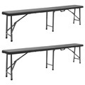 vidaXL, vidaXL Klappbare Gartenbänke 2 Stk. 180 cm HDPE Schwarz
