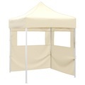 vidaXL, vidaXL Profi-Partyzelt Faltbar mit 2 Seitenwänden 2×2m Stahl Creme