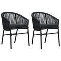 vidaXL, vidaXL Gartenstühle 2 Stk. Schwarz PVC Rattan