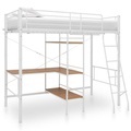 vidaXL, vidaXL Etagenbett mit Tischrahmen Weiß Metall 90x200 cm