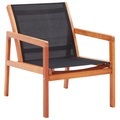 Diverse Hardware, Garten-Loungestuhl Schwarz Eukalyptus Massivholz und Textilene