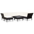 Diverse Hardware, 8-tlg. Garten-Lounge-Set mit Auflagen Poly Rattan Schwarz