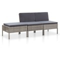 Diverse Hardware, 3-tlg. Garten-Lounge-Set mit Auflagen Poly Rattan Grau
