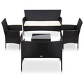 Diverse Hardware, 5-tlg. Garten-Lounge-Set mit Auflagen Poly Rattan Schwarz
