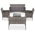 Diverse Hardware, 5-tlg. Garten-Lounge-Set mit Auflagen Poly Rattan Grau