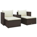 Diverse Hardware, 5-tlg. Garten-Lounge-Set mit Auflagen Poly Rattan Braun