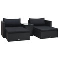 Diverse Hardware, 5-tlg. Garten-Lounge-Set mit Auflagen Poly Rattan Schwarz