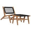 vidaXL, vidaXL Sonnenliege mit Fußablage Massivholz Teak und Seil
