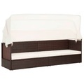 vidaXL, vidaXL Gartensofa mit Sonnendach Poly Rattan Braun