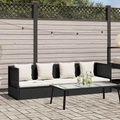 vidaXL, vidaXL Outdoor-Lounge-Bett mit Polster & Kissen Poly Rattan Schwarz