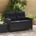 vidaXL, vidaXL 2-Sitzer-Gartensofa mit Kissen Schwarz 124 cm Poly Rattan