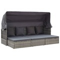 vidaXL, vidaXL Gartenbett mit Dach Grautöne Poly-Rattan