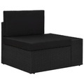 Diverse Hardware, Ecksofa Modular mit linksseitiger Armlehne Poly Rattan Schwarz