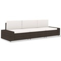 Diverse Hardware, Modulares 3-Sitzer-Sofa Poly Rattan Braun