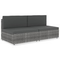 Diverse Hardware, Modulares 2-Sitzer-Sofa Poly Rattan Grau