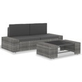 Diverse Hardware, 3-tlg. Garten-Lounge-Set Poly Rattan Grau
