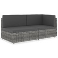 Diverse Hardware, Modulares 2-Sitzer-Sofa Poly Rattan Grau
