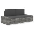 Diverse Hardware, Modulares 2-Sitzer-Sofa Poly Rattan Grau