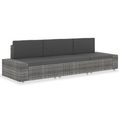 Diverse Hardware, Modulares 3-Sitzer-Sofa Poly Rattan Grau