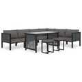 vidaXL, vidaXL 9-tlg. Garten-Lounge-Set mit Auflagen Poly Rattan Anthrazit