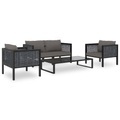 vidaXL, vidaXL 5-tlg. Garten-Lounge-Set mit Auflagen Poly Rattan Anthrazit
