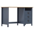 vidaXL, vidaXL Schreibtisch 3 Schubladen Grau 120×50×74 cm Massivholz Kiefer