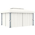 vidaXL, vidaXL Pavillon mit Vorhang 4x3 m Cremeweiß Aluminium
