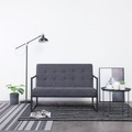 Diverse Hardware, 2-Sitzer-Sofa mit Armlehnen Dunkelgrau Stahl und Stoff