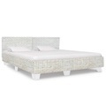 Diverse Hardware, Bettgestell Grau Natur Rattan 180 x 200 cm