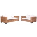 vidaXL, vidaXL 2-tlg. Gartensofas mit Polster Natürliches Rattan