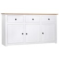 Diverse Hardware, Sideboard Weiss 135 x 40 x 80 cm Massivholz Panama-Kiefer