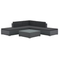 vidaXL, vidaXL 6-tlg. Garten-Lounge-Set mit Kissen Poly Rattan Schwarz