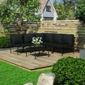 Diverse Hardware, 6-tlg. Garten-Lounge-Set mit Auflagen Schwarz PVC