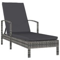 Diverse Hardware, Sonnenliege mit Armlehnen Poly Rattan Grau